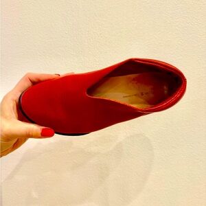 Trippen Vat-F Red Leather Ballet Flats Mules Slip Ons Split Sole